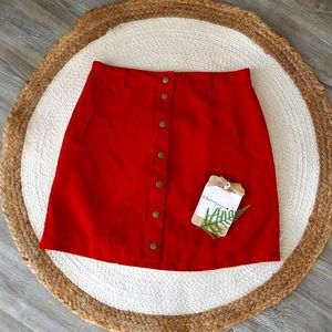 Forever 21 Rust Snap-Button Front Faux Suede Mini Skirt
